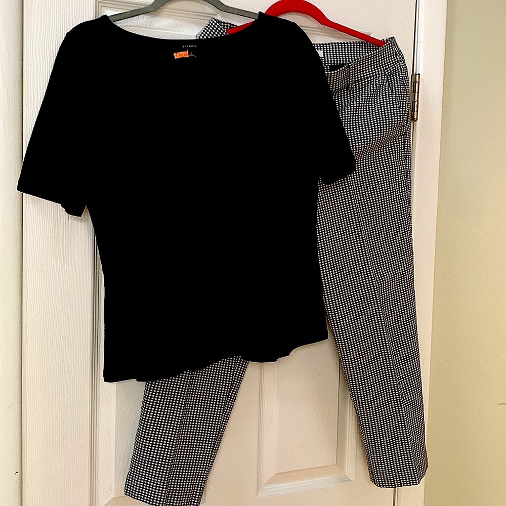 Outfit Talbots sz S peplum top & Loft sz 8 ankle pant